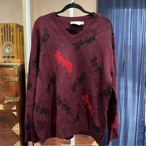 Coach wool v neck stunning sweater size XL NWOT